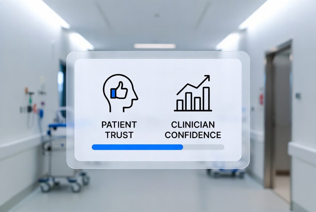 Chart showing the healthcare AI trust gap between patients and clinicians.