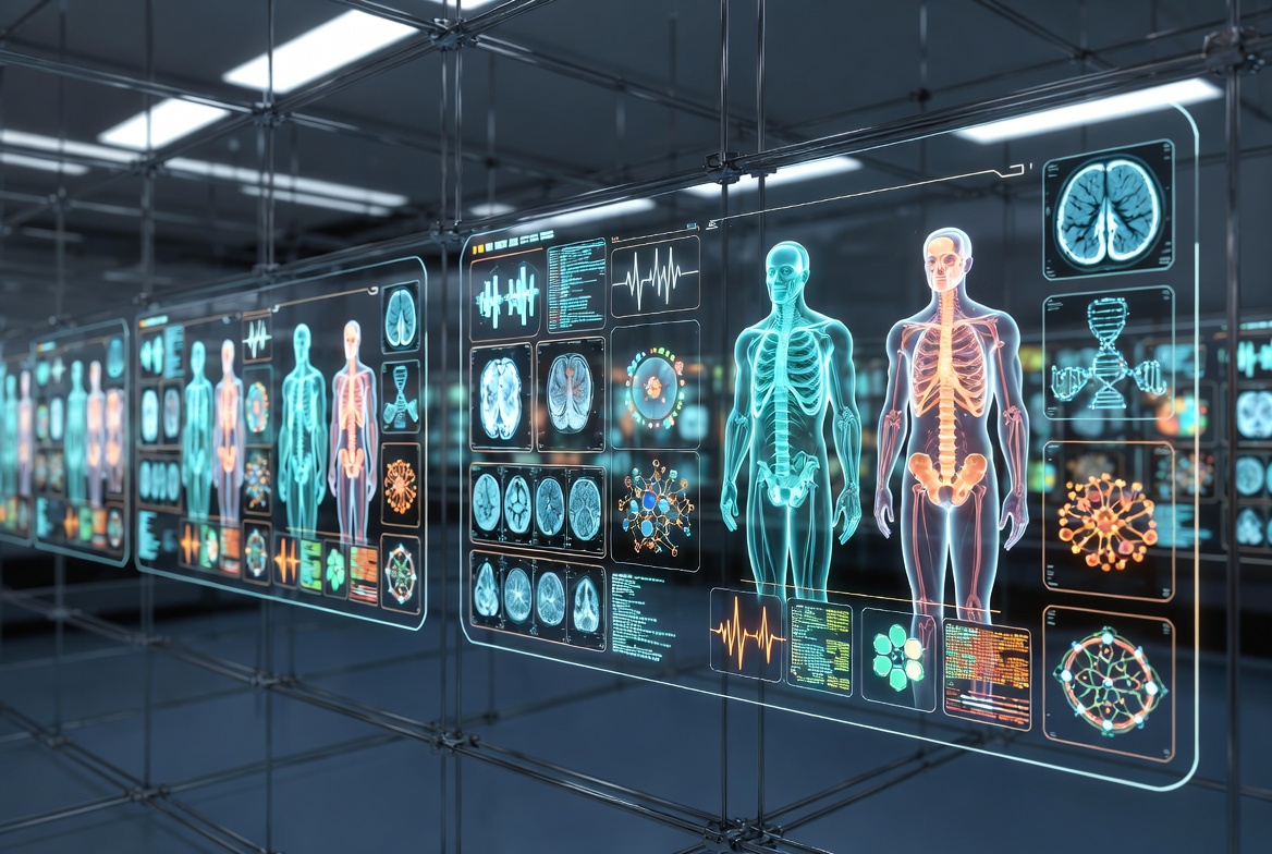 AI diagnostics in hospitals using advanced medical imaging systems.